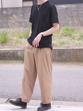 「field work（フィールドワーク）のアイテム」を使った、Kazuhiro Hamadaさん（メンズ・175cm）の春コーディネート