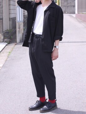 「field work（フィールドワーク）のアイテム」を使った、Kazuhiro Hamadaさん（メンズ・175cm）の夏コーディネート