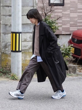 「kutir（クティール）のアイテム（トレンチコート）」を使った、Kazuhiro Hamadaさん（メンズ・175cm）の春コーディネート