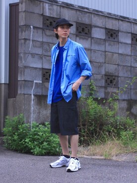 「NULABEL（ニューレーベル）のアイテム（帽子）」を使った、Kazuhiro Hamadaさん（メンズ・175cm）の夏コーディネート