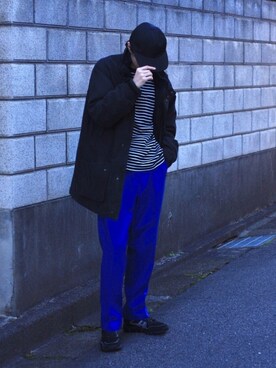 「NULABEL（ニューレーベル）のアイテム（帽子）」を使った、Kazuhiro Hamadaさん（メンズ・175cm）の秋コーディネート