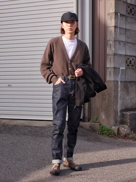 「NULABEL（ニューレーベル）のアイテム（帽子）」を使った、Kazuhiro Hamadaさん（メンズ・175cm）の春コーディネート