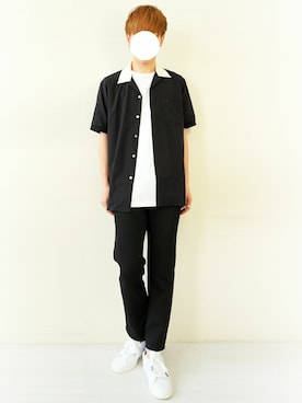 「FRED PERRY（フレッドペリー）のFRED PERRY クレリック オープンカラーシャツ REVERE COLLAR SHIRT F4549（シャツ/ブラウス、ブラック系）」を使った、nakajpiaさんの春コーディネート