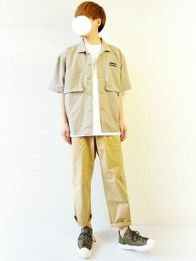 「WILD THINGS（ワイルドシングス）のWildthings　S/S CAMP SHIRT WT20017PA（シャツ/ブラウス、ベージュ系）」を使った、nakajpiaさんの春コーディネート