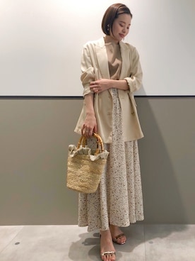 「アイテム（イヤリング）」を使った、mihoさん（レディース・160cm）の春コーディネート