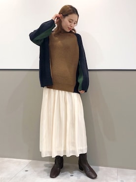 「ゆったりシルエット」｜「アイテム（ブーツ）」を使った、mihoさん（レディース・160cm）の秋コーディネート