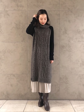 「YECCA VECCA（イェッカヴェッカ）のアイテム（スカート）」を使った、mihoさん（レディース・160cm）の冬コーディネート