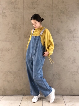 「Editt by YECCA VECCA（エディットバイイェッカヴェッカ）のアイテム（サロペット/オーバーオール）」を使った、mihoさん（レディース・160cm）の冬コーディネート
