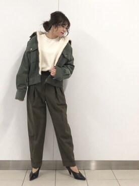 「ETRE TOKYO（エトレトウキョウ）のアイテム（ブルゾン）」を使った、rikaさん（レディース・155cm）の冬コーディネート