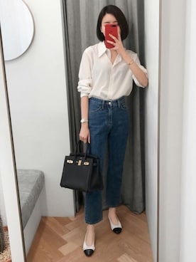 「アイテム（バレエシューズ、グレー系）」を使った、SAPPUN(サプン公式)さん（レディース・168cm）の春コーディネート