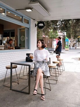 「アイテム（サンダル、ピンク系）」を使った、SAPPUN(サプン公式)さん（レディース・168cm）の春コーディネート