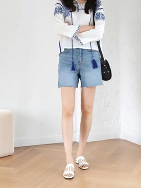 「アイテム（サンダル、グリーン系）」を使った、SAPPUN(サプン公式)さん（レディース・168cm）の夏コーディネート