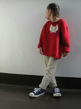 「PETIT BATEAU（プチバトー）のアイテム（チノパンツ）」を使った、paguさん（キッズ・120cm）の冬コーディネート