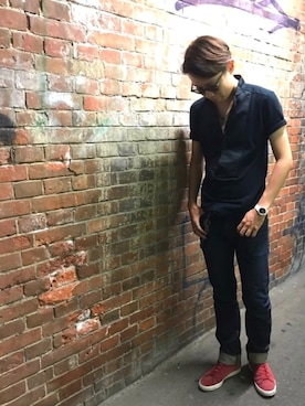 「PRPS（ピーアールピーエス）のアイテム」を使った、U-suiさん（メンズ・169cm）の夏コーディネート