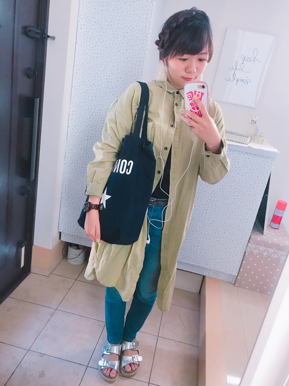 「CONVERSE TOKYOのアイテム（バッグ、ブルー系）」を使った、maさん（レディース・154cm）の夏コーディネートの1枚目の写真