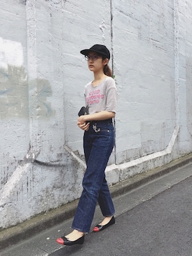 「Charlotte Olympia（シャーロットオリンピア）のアイテム（バレエシューズ）」を使った、あわつまいさん（レディース・153cm）の春コーディネート