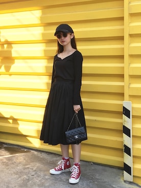 「Yves Saint Laurent（イヴサンローラン）のアイテム（スカート）」を使った、あわつまいさん（レディース・153cm）の春コーディネート