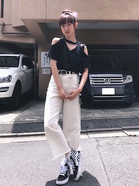 「アイテム（バレッタ/ヘアクリップ）」を使った、あわつまいさん（レディース・153cm）の夏コーディネート