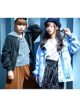 「グリッター」｜「アイテム（パーカー）」を使った、あわつまいさん（レディース・153cm）の夏コーディネート