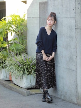 「ユニクロニット」｜あわつまいさん（レディース・153cm）の秋コーディネート