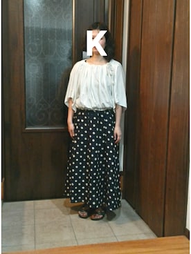 「白トップス」｜「アイテム（その他）」を使った、亀子さん（レディース・162cm）の夏コーディネート