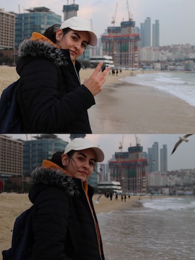 「sweatshirt」｜「アイテム（キャップ）」を使った、Olivia C.さん（レディース・173cm）の冬コーディネート