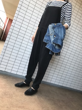「バブーシュ」｜「アイテム（サロペット/オーバーオール）」を使った、chizuさん（レディース・160cm）の春コーディネート