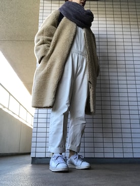 「寒い」｜「アイテム（サロペット/オーバーオール）」を使った、chizuさん（レディース・160cm）の冬コーディネート