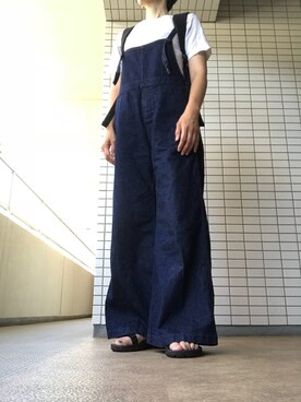 「Johnbull Private labo（ジョンブルプライベートラボ）のアイテム（サロペット/オーバーオール）」を使った、chizuさん（レディース・160cm）の夏コーディネート