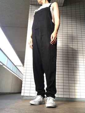 「RED CHOP WORKS（レッドチョップワークス）のアイテム（オールインワン・サロペット）」を使った、chizuさん（レディース・160cm）の夏コーディネート