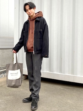 「BASISBROEK（バシスブルック）のアイテム（ブルゾン）」を使った、Hagiさん（メンズ・167cm）の春コーディネート