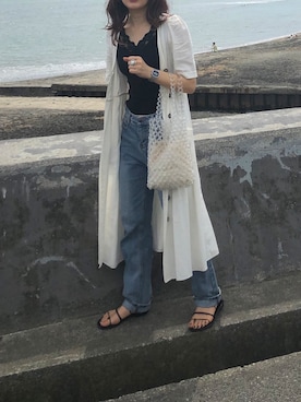 「ビーズバッグ」｜「アイテム（腕時計）」を使った、cariiinさん（レディース・165cm）の夏コーディネート