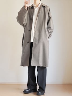 「アイテム（ステンカラーコート）」を使った、seiさん（メンズ・177cm・20代）の春コーディネート