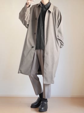 「アイテム（ステンカラーコート）」を使った、seiさん（メンズ・177cm・20代）の春コーディネート
