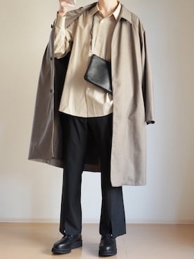 「アイテム（ステンカラーコート）」を使った、seiさん（メンズ・177cm・20代）の春コーディネート
