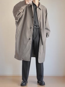 「アイテム（ステンカラーコート）」を使った、seiさん（メンズ・177cm・20代）の春コーディネート