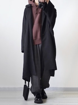 「act'm（アクトム）のアイテム（ステンカラーコート）」を使った、seiさん（メンズ・180cm）の冬コーディネート