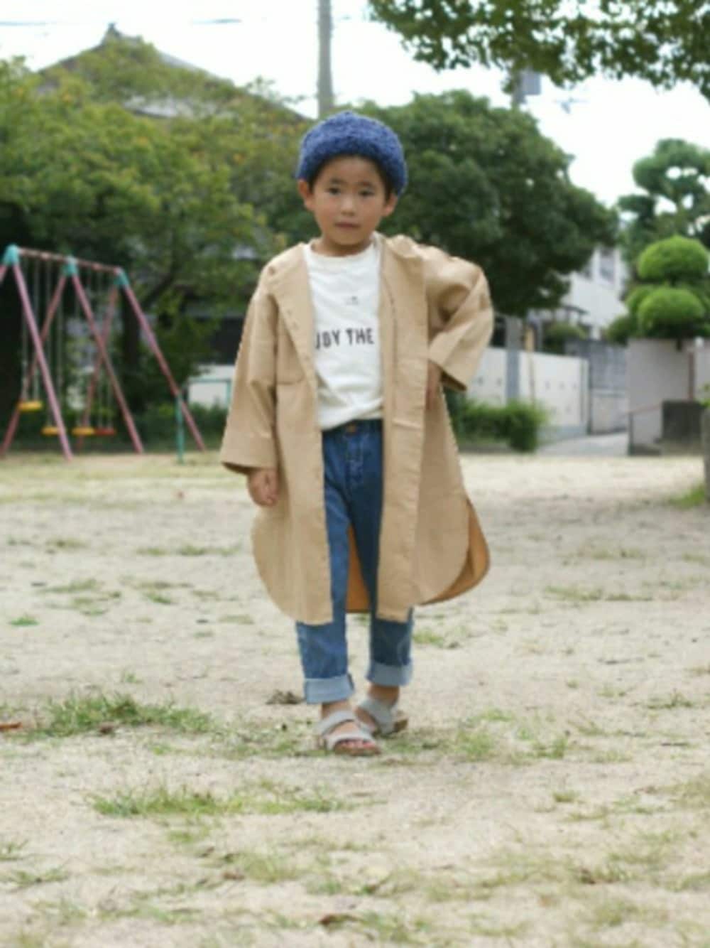 「キッズコーデ、休日スタイル、男の子コーデ、こどもコーデ」｜「ZARAのアイテム（デニムパンツ、ブルー系）」を使った、yuyuさん（キッズ・110cm）の秋コーディネートの1枚目の写真