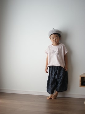 「ラブアンドピース2020」｜「アイテム（ハンチング/ベレー帽）」を使った、yuyuさん（キッズ・90cm）の秋コーディネート