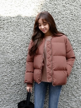 「アイテム（ダウンジャケット/コート、ピンク系）」を使った、CHERRYKOKO (チェリーココ)さん（レディース・163cm）の秋コーディネート