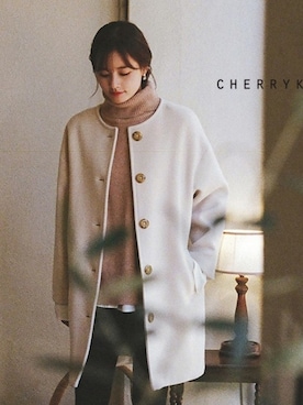 「ファーコート」｜「アイテム（ノーカラージャケット）」を使った、CHERRYKOKO (チェリーココ)さん（レディース・163cm）の秋コーディネート