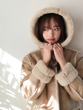 「アイテム（ムートンコート、ベージュ系）」を使った、CHERRYKOKO (チェリーココ)さん（レディース・163cm）の秋コーディネート