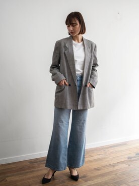 「大人古着」｜「アイテム（デニムパンツ）」を使った、Sophiさん（レディース・168cm）の冬コーディネート
