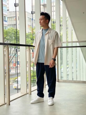 「BLUE（ブルー）のアイテム（トップス）」を使った、Wettyさん（メンズ・161cm）の春コーディネート