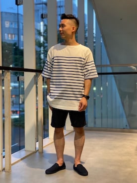 「Tシャツ/カットソー」｜「アイテム（スリッポン）」を使った、Wettyさん（メンズ・161cm）の夏コーディネート