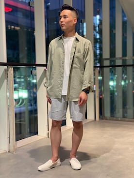 「Tシャツ/カットソー」｜「アイテム（スリッポン）」を使った、Wettyさん（メンズ・161cm）の夏コーディネート