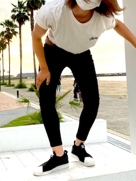 「adidas（アディダス）の【adidas】 オリジナルス スーパースタースリッポン[Superstar Slip On W]◆（スリッポン）」を使った、ebiさん（レディース・157cm）の秋コーディネート