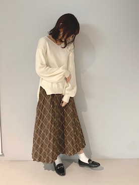 「チェック柄に恋してる」｜「アイテム（スカート）」を使った、yuunaさん（レディース・157cm）の秋コーディネート