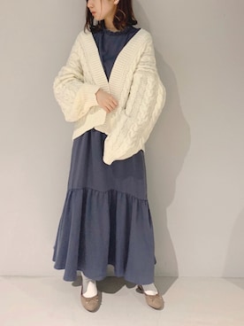 「ニットカーディガン」｜「アイテム（その他）」を使った、yuunaさん（レディース・157cm）の秋コーディネート