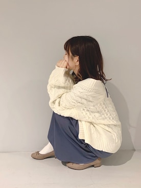 「ニットカーディガン」｜「アイテム（その他）」を使った、yuunaさん（レディース・157cm）の秋コーディネート